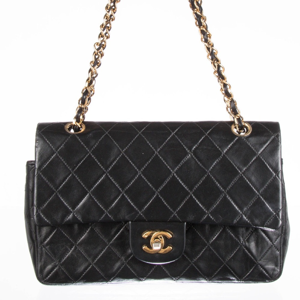 CHANEL, Vintage Black Lambskin Double Flap Bag